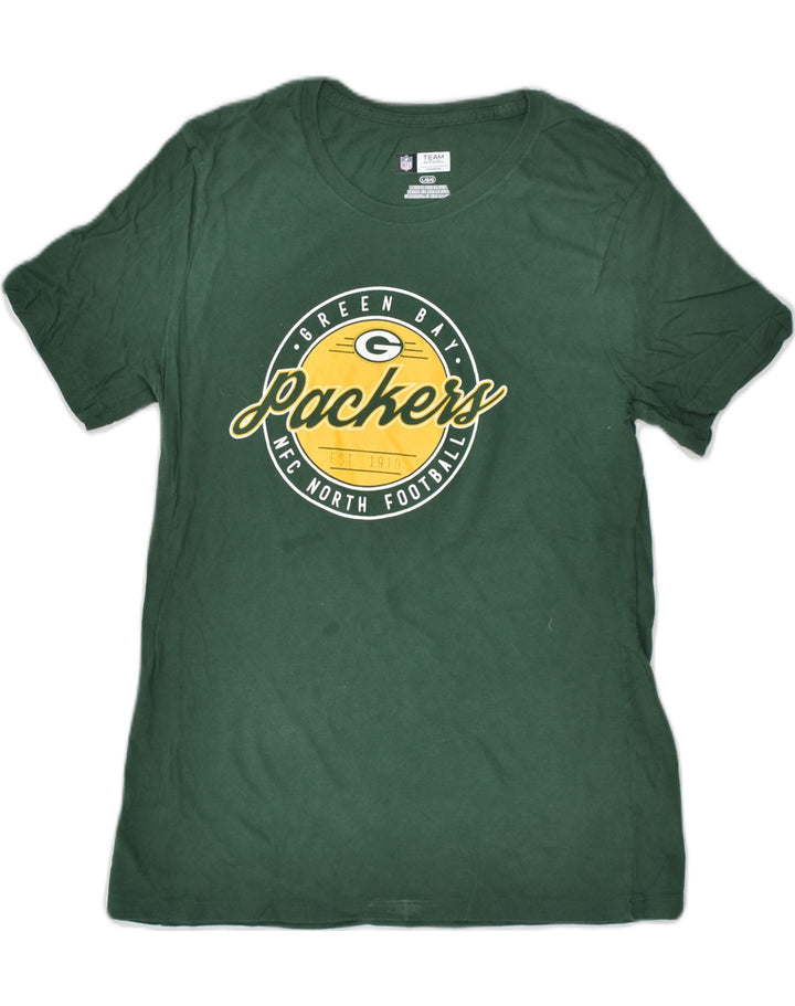 NFL Womens Graphic T-Shirt Top UK 14 Large Green Cotton | Vintage NFL | Thrift | Second-Hand NFL | Used Clothing | Messina Hembry 