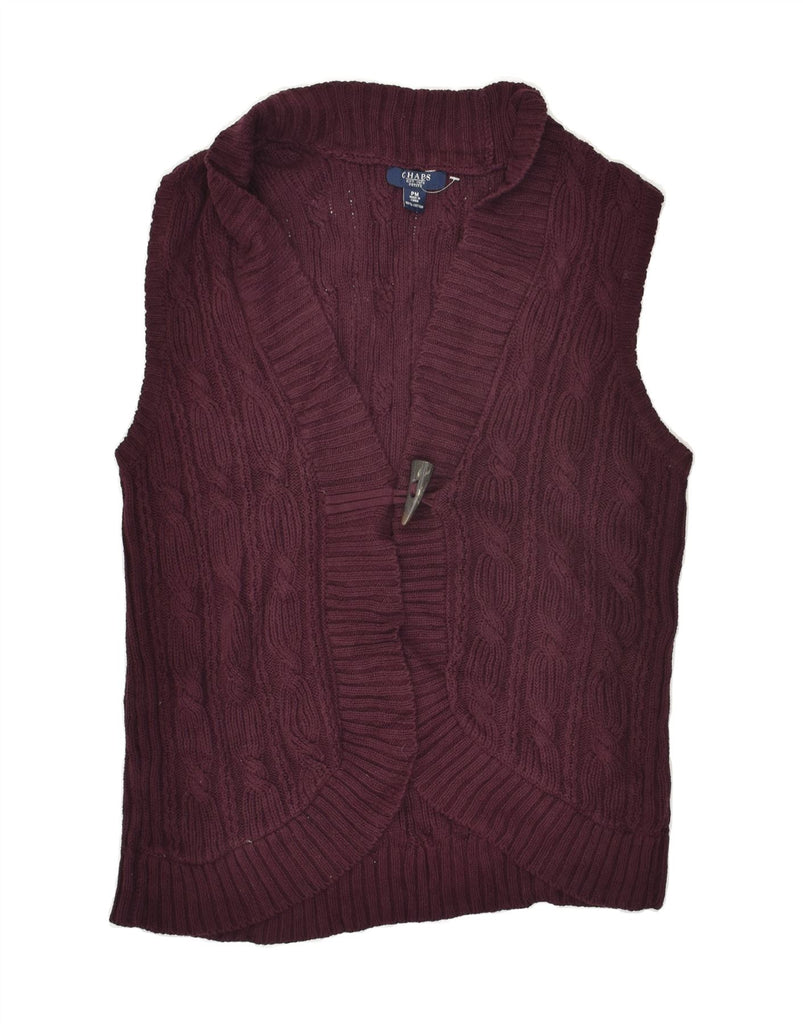 CHAPS Womens Sleeveless Cardigan Top UK 14 Medium Maroon Cotton | Vintage Chaps | Thrift | Second-Hand Chaps | Used Clothing | Messina Hembry 