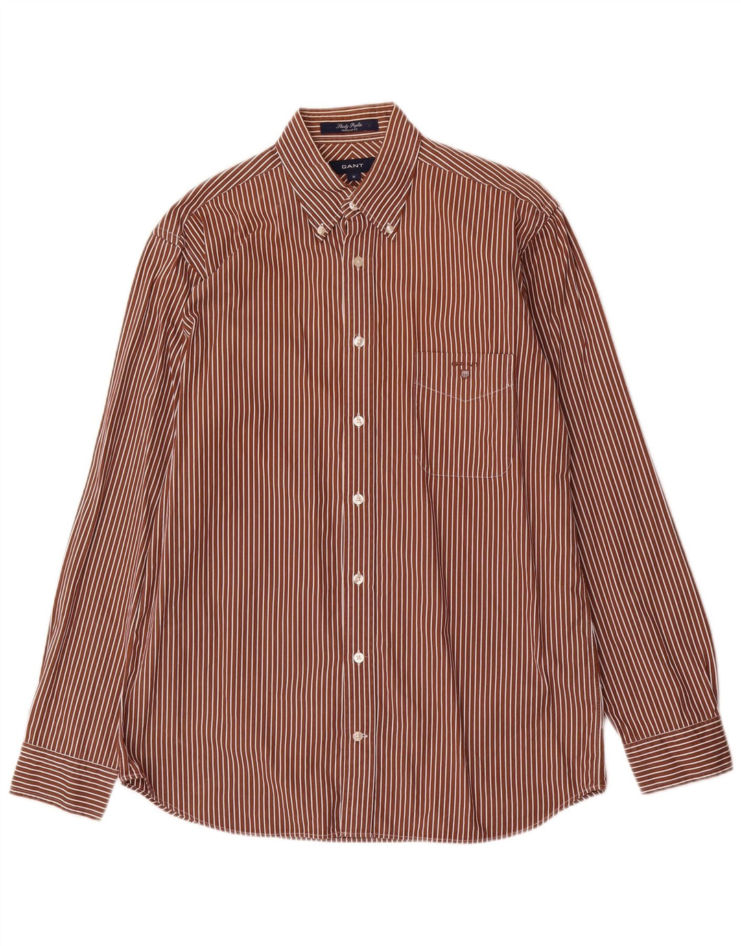Gant Mens Regular Fit Shirt Medium Brown Striped Cotton