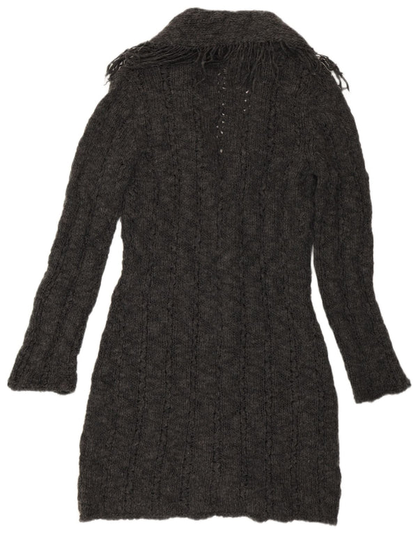 Marks & Spencer Womens Longline Cardigan Sweater UK 12 Medium Grey Acrylic