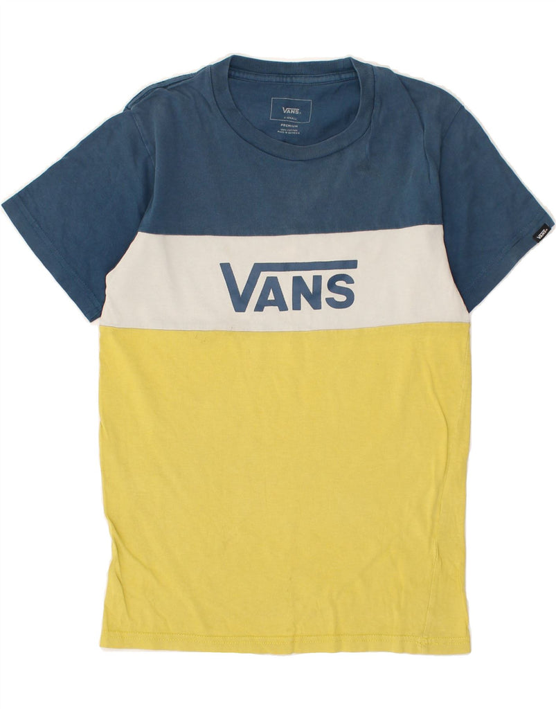 VANS Mens Graphic T-Shirt Top XS Yellow Colourblock Cotton | Vintage Vans | Thrift | Second-Hand Vans | Used Clothing | Messina Hembry 