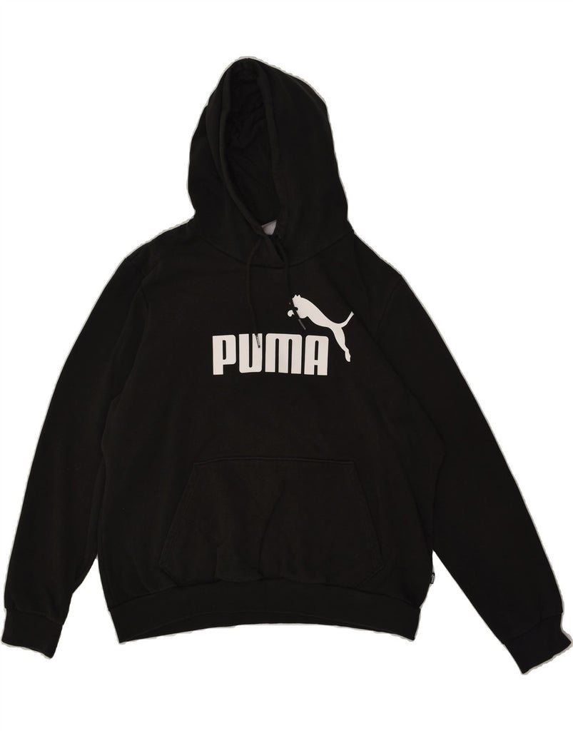PUMA Womens Graphic Hoodie Jumper UK 18 XL Black Cotton | Vintage Puma | Thrift | Second-Hand Puma | Used Clothing | Messina Hembry 