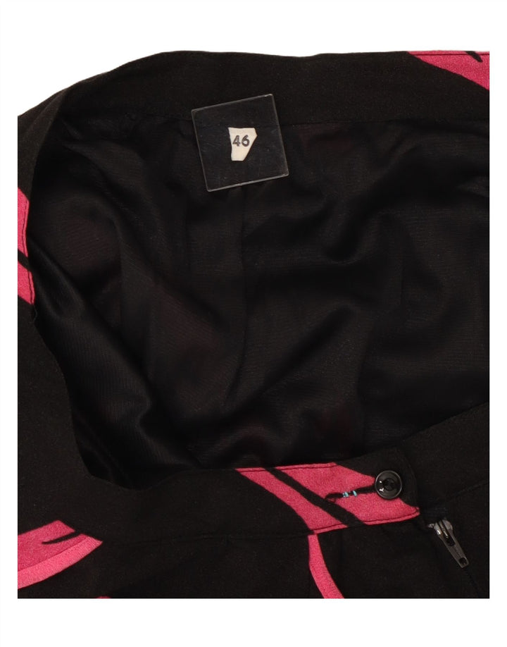 VINTAGE Womens Abstract Pattern A-Line Skirt IT 46 Large W32 Black