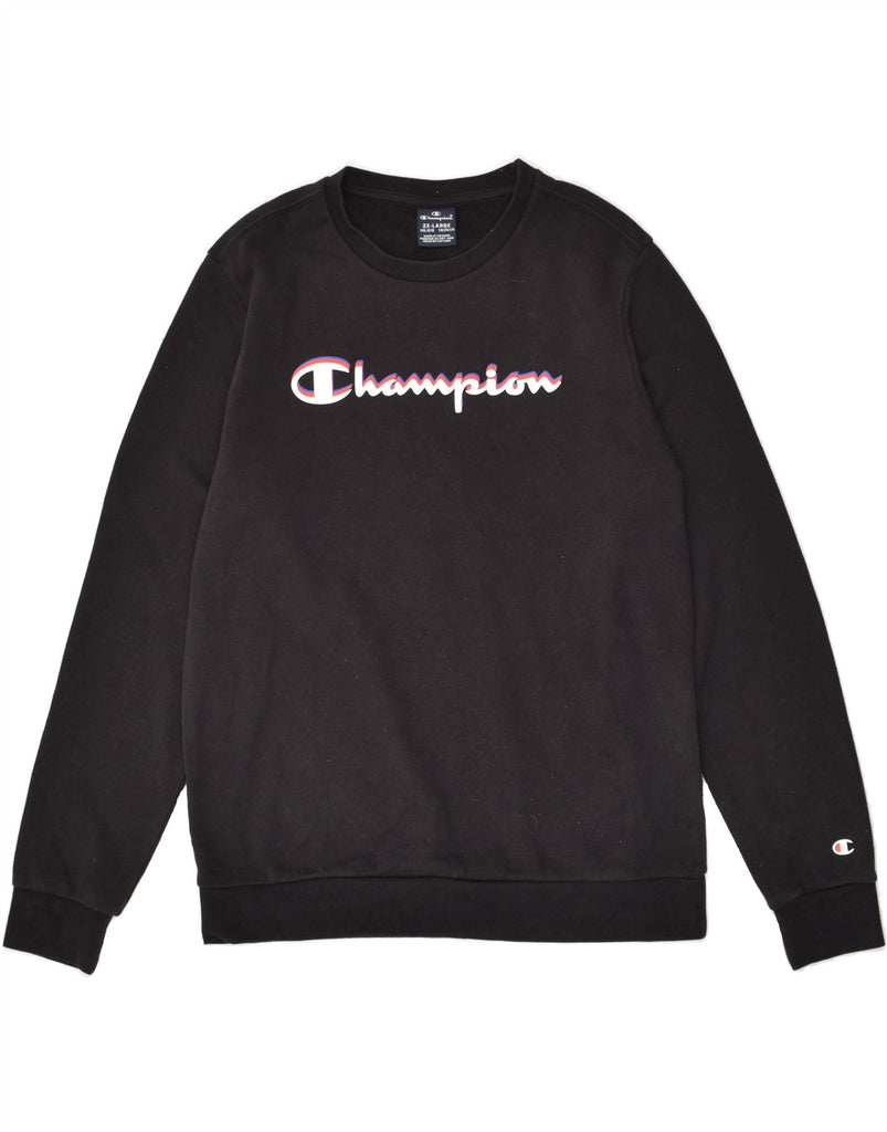 CHAMPION Boys Graphic Sweatshirt Jumper 15-16 Years 2XL Black Vintage Champion and Second-Hand Champion from Messina Hembry 