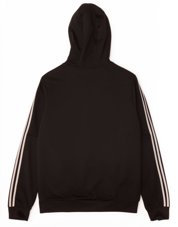 Adidas Boys Graphic Zip Hoodie Sweater 11-12 Years Black Polyester