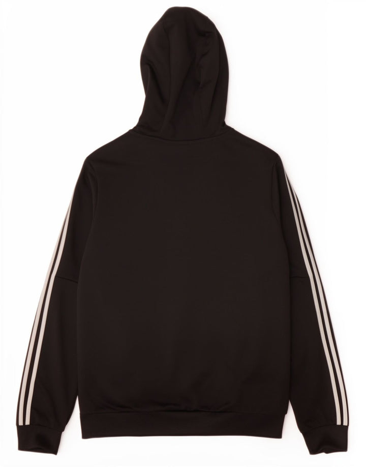 Adidas Boys Graphic Zip Hoodie Sweater 11-12 Years Black Polyester