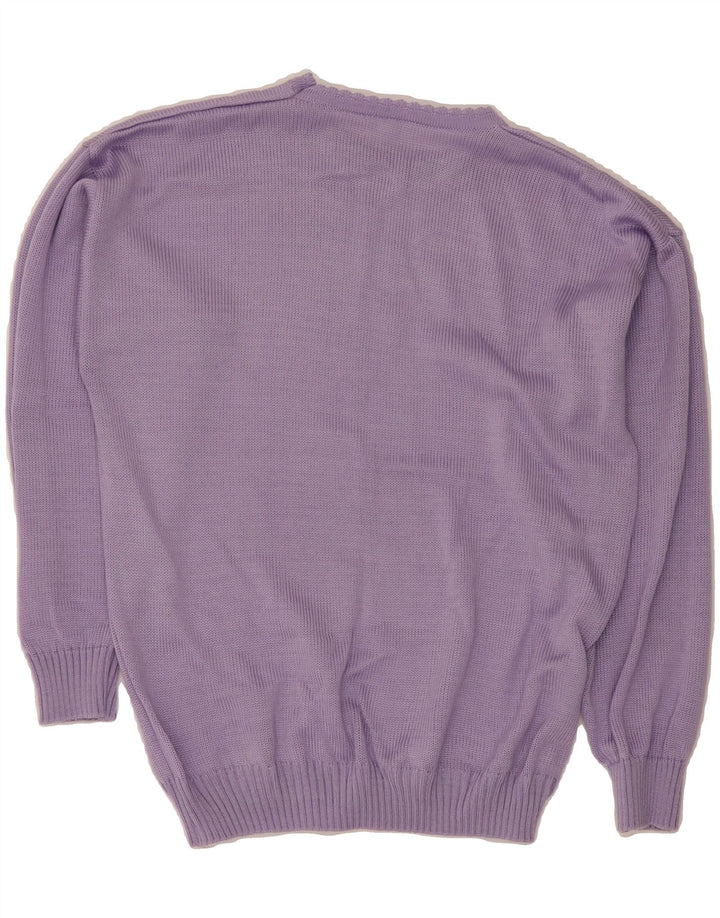 VINTAGE Womens Crew Neck Jumper Sweater UK 14 Medium Purple Vintage Vintage and Second-Hand Vintage from Messina Hembry 