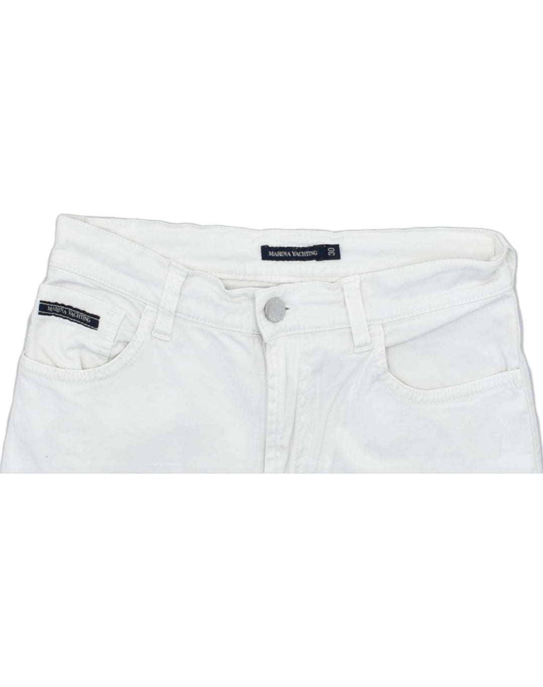 MARINA YACHTING Womens Slim Casual Trousers W30 L28 White Cotton | Vintage | Thrift | Second-Hand | Used Clothing | Messina Hembry 