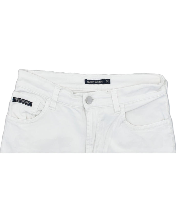 MARINA YACHTING Womens Slim Casual Trousers W30 L28 White Cotton | Vintage | Thrift | Second-Hand | Used Clothing | Messina Hembry 