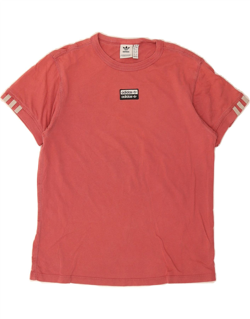 ADIDAS Womens T-Shirt Top UK 12 Medium  Red Cotton Vintage Adidas and Second-Hand Adidas from Messina Hembry 
