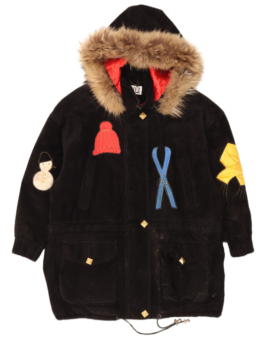 DINO' Z Womens Oversized Hooded Windbreaker Coat UK 14 Medium Black