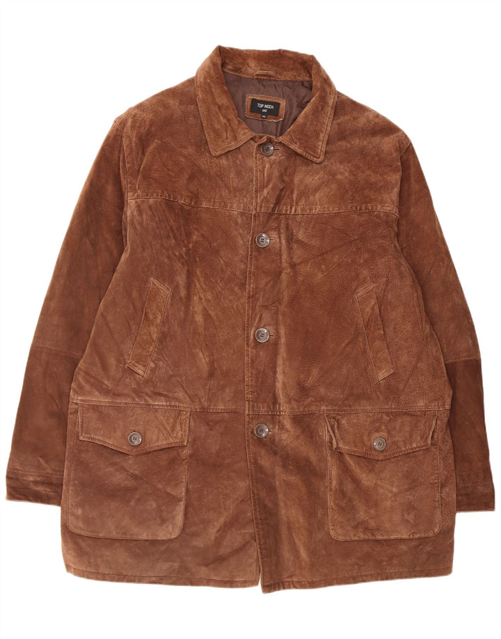 Vintage Mens Suede Jacket Size 60 3XL Brown Leather