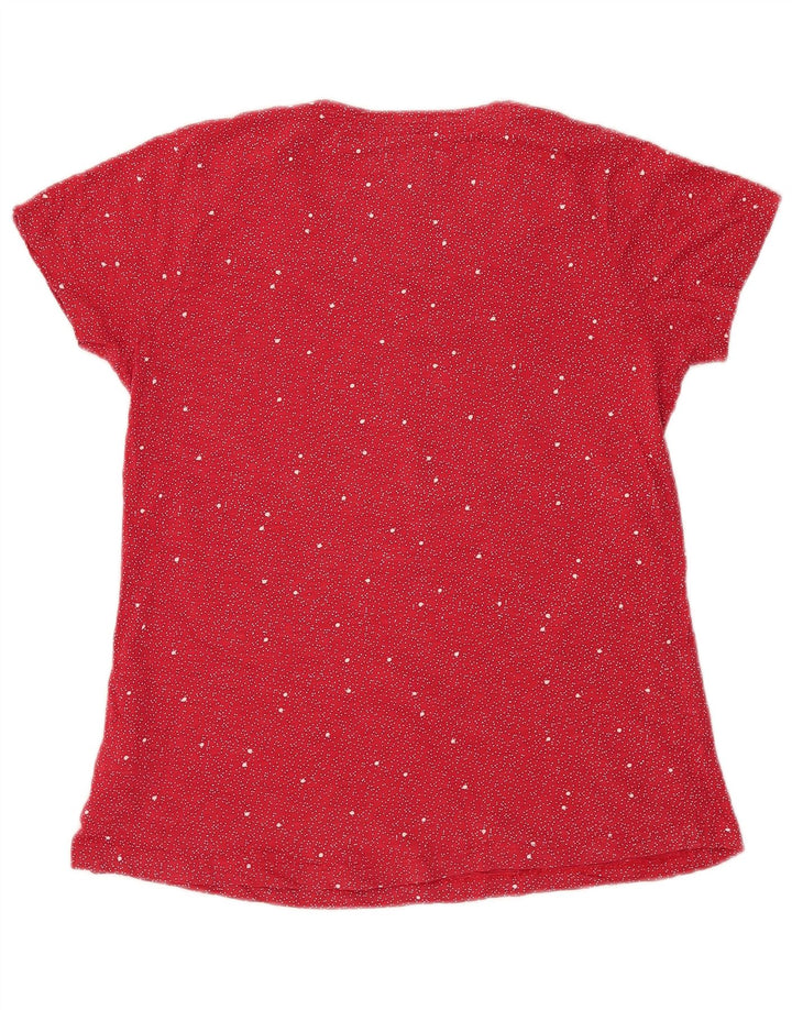 FAT FACE Womens T-Shirt Top UK 10 Small Red Spotted Cotton