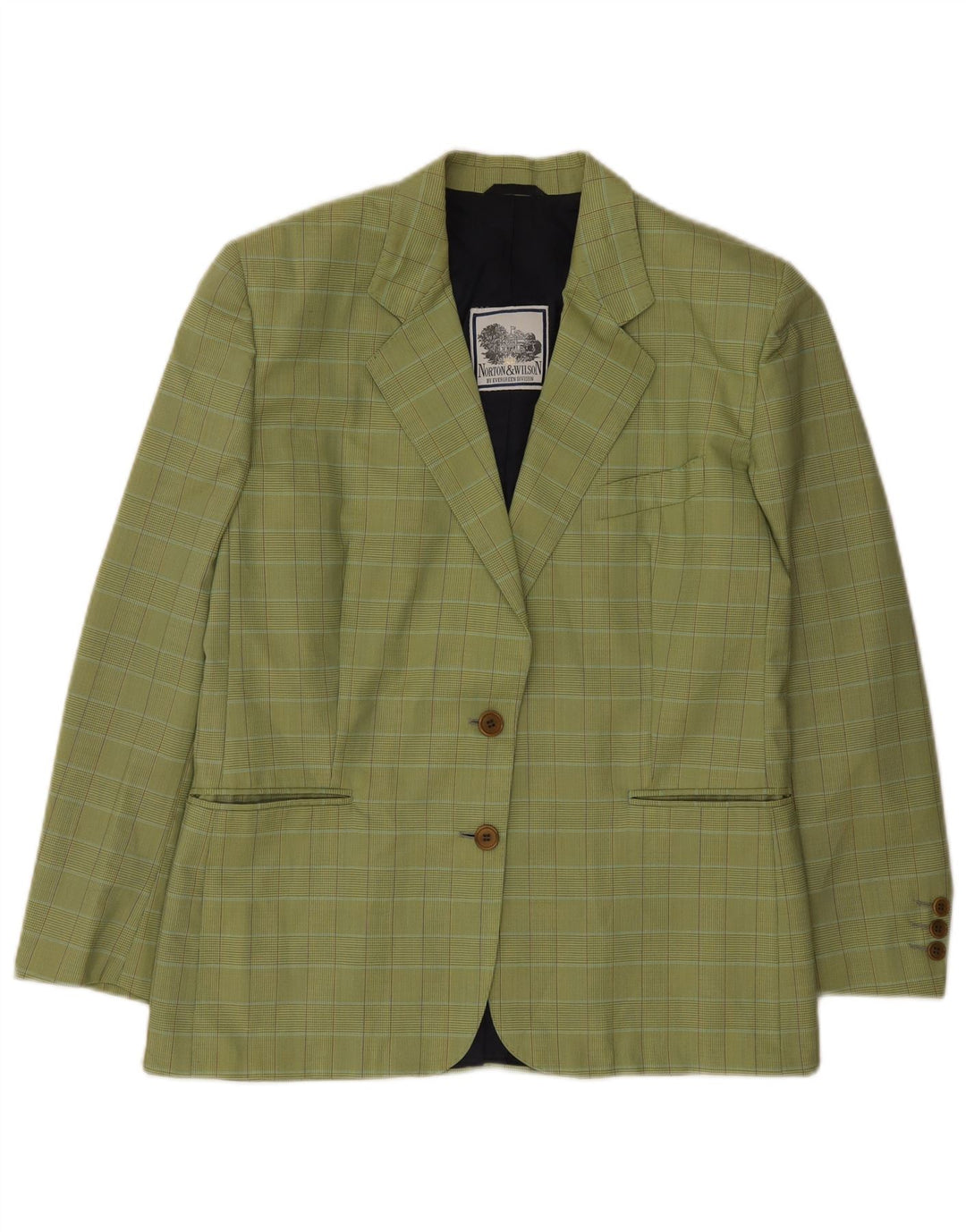 Norton & Wilson Womens 2 Button Blazer Jacket IT 46 Large Green Check