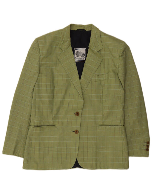 Norton & Wilson Womens 2 Button Blazer Jacket IT 46 Large Green Check