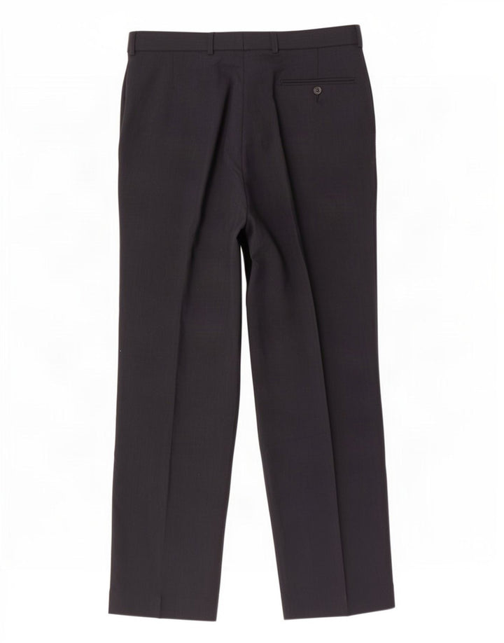 Marks & Spencer Mens Pegged Suit Trousers W34 L33 Navy Blue Polyester