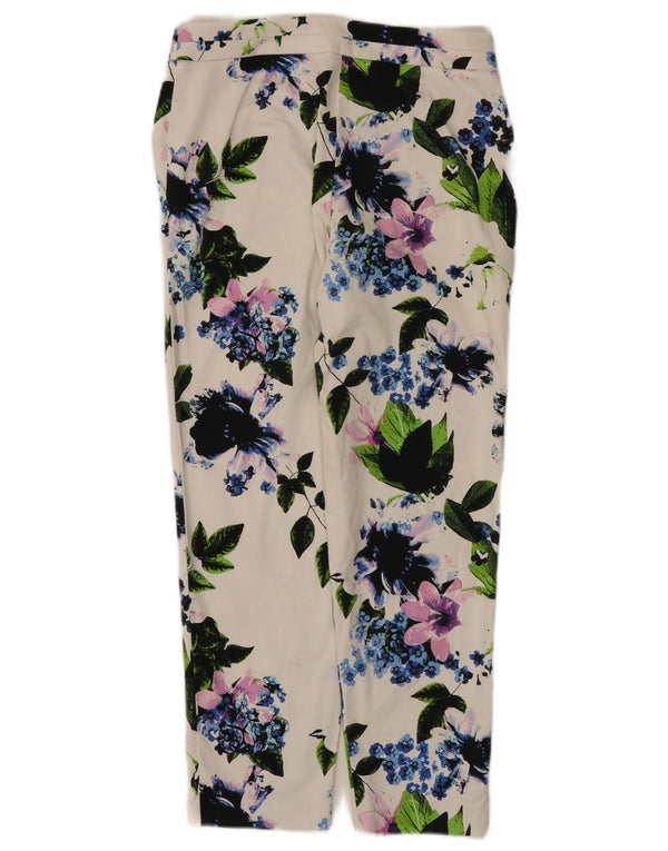 Marks & Spencer Womens Chino Trousers UK 8 Small W28 L24 White Floral