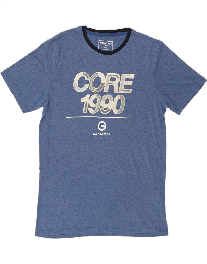 JACK & JONES Mens Graphic T-Shirt Top Large Blue Cotton Vintage Jack & Jones and Second-Hand Jack & Jones from Messina Hembry 