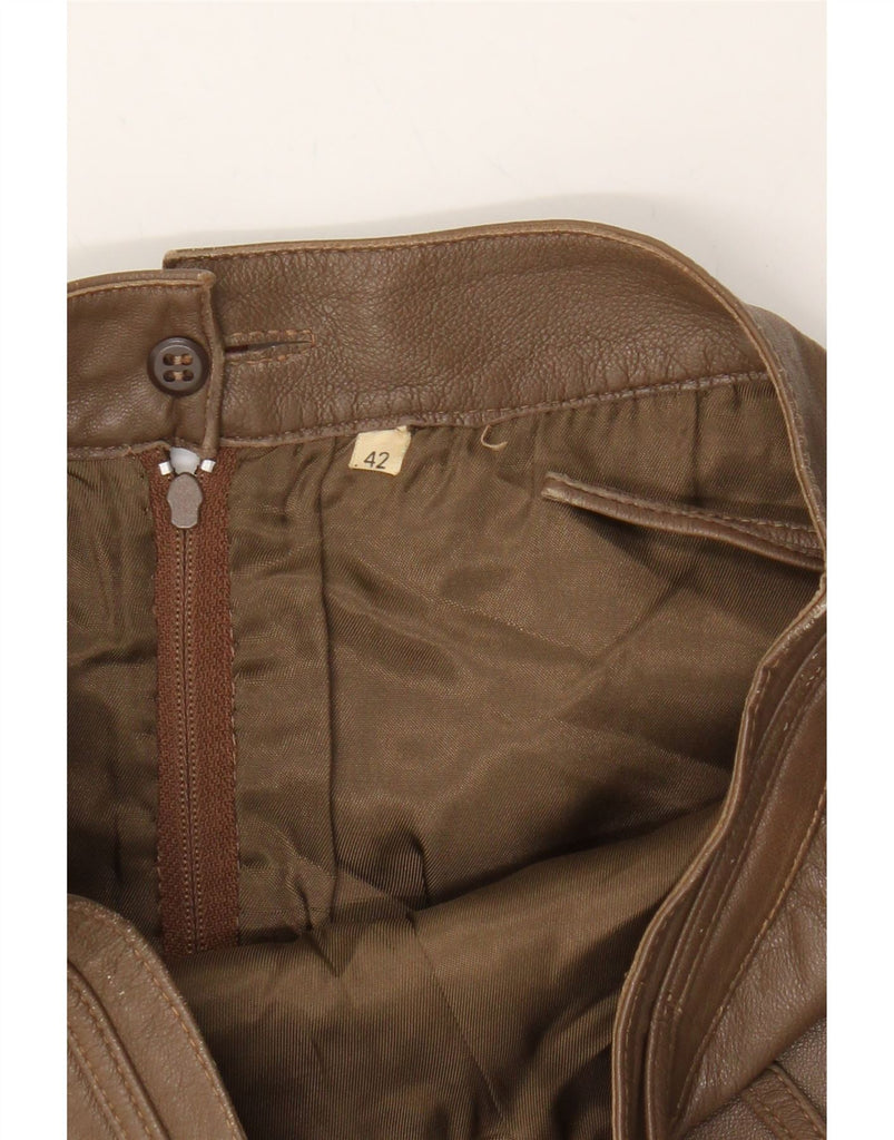 VINTAGE Womens Leather Pencil Skirt IT 42 Medium W26  Brown Vintage Vintage and Second-Hand Vintage from Messina Hembry 