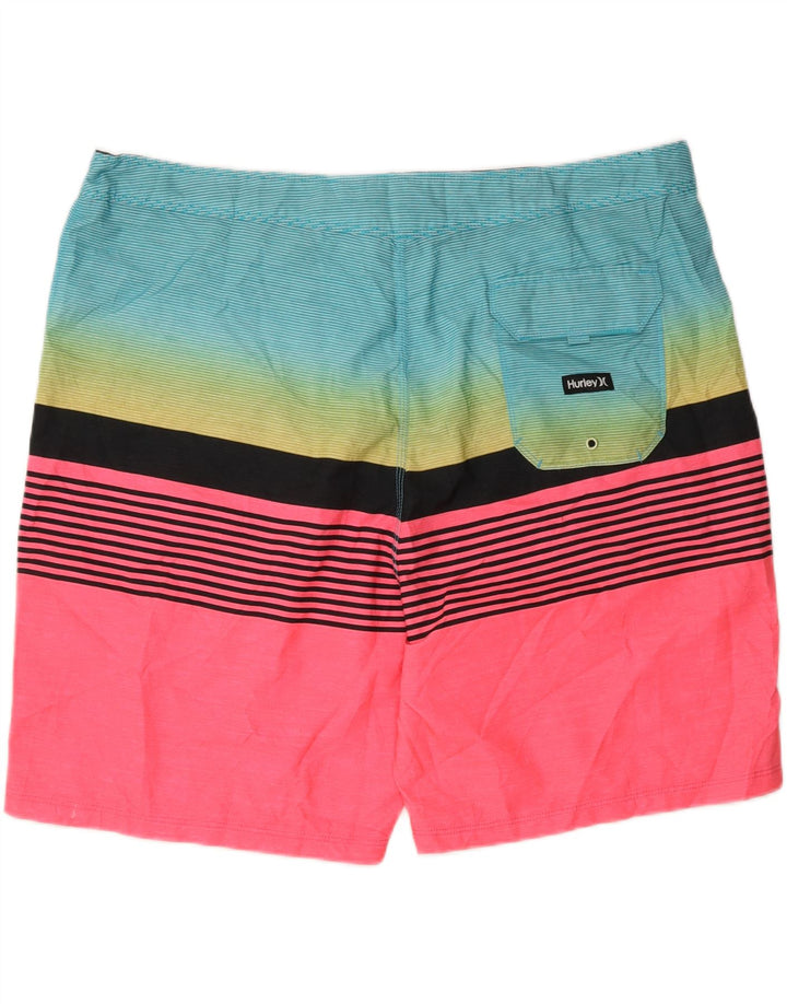 HURLEY Mens Swimming Shorts XL Multicoloured Striped