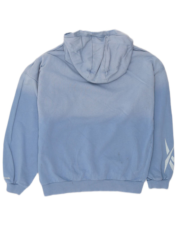 Reebok Boys Graphic Hoodie Jumper 13-14 Years Blue Cotton