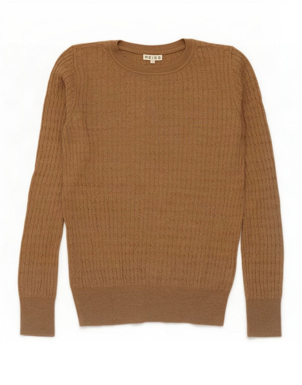 Reiss Mens Boat Neck Jumper Sweater Small Brown Viscose