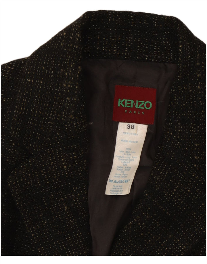 Kenzo Womens 3 Button Blazer Jacket EU 38 Medium Brown Flecked Wool