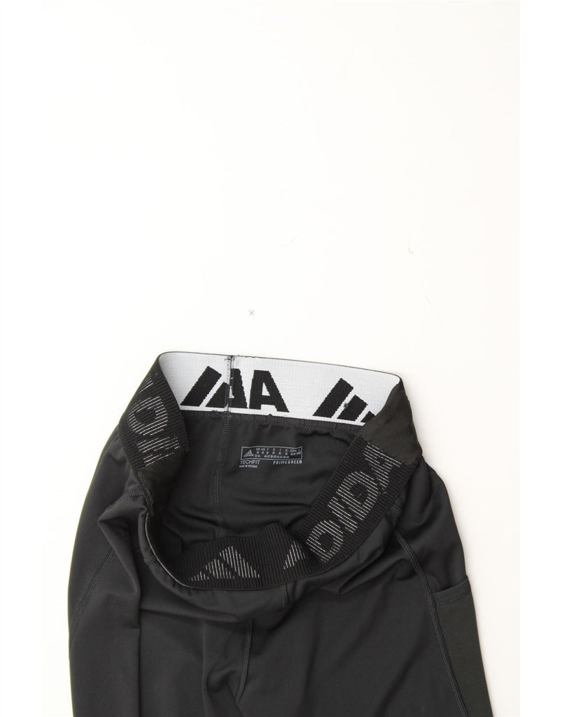 ADIDAS Womens Capri Graphic Leggings UK 12/14 Medium Black Polyester Vintage Adidas and Second-Hand Adidas from Messina Hembry 