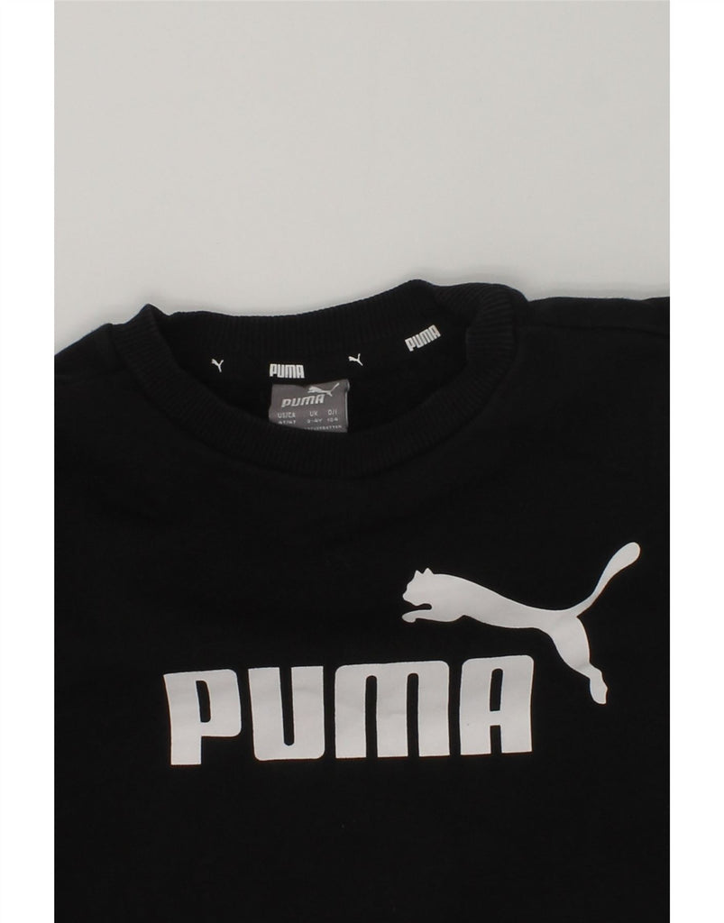 PUMA Boys Graphic Sweatshirt Jumper 3-4 Years Black Cotton | Vintage Puma | Thrift | Second-Hand Puma | Used Clothing | Messina Hembry 