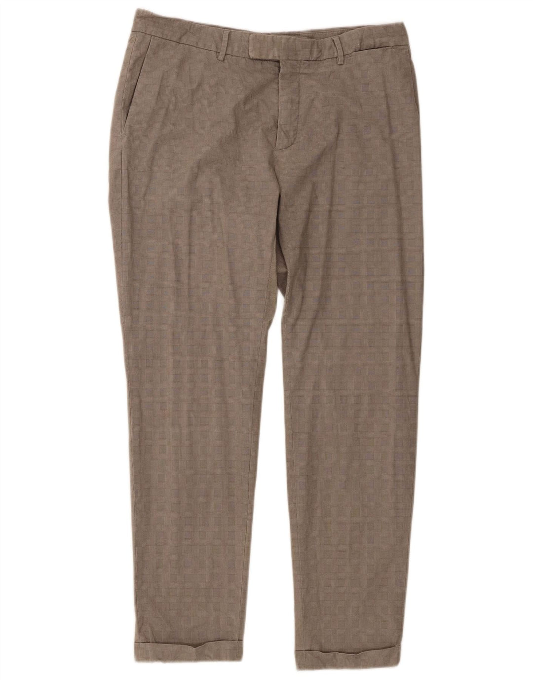 Massimo Dutti Mens Tapered Suit Trousers EU 42 Large W32 L29 Grey Check