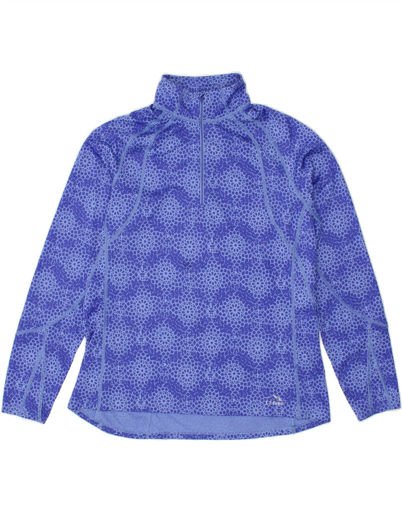 L.L.BEAN Womens Zip Neck Pullover Tracksuit Top UK 16 Large Blue Geometric | Vintage L.L.Bean | Thrift | Second-Hand L.L.Bean | Used Clothing | Messina Hembry 