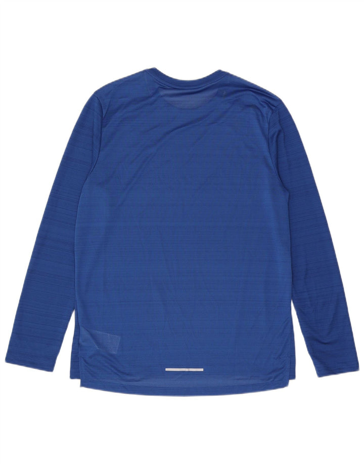 Nike Mens Dri Fit Top Long Sleeve Medium Blue Striped Polyester