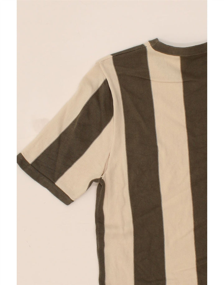 REISS Mens T-Shirt Top Small Khaki Striped Cotton Vintage Reiss and Second-Hand Reiss from Messina Hembry 