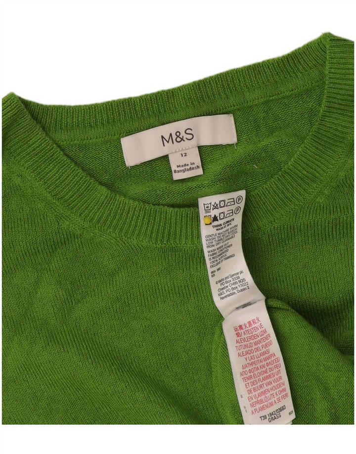 Marks & Spencer Womens Crew Neck Jumper Sweater UK 12 Medium  Green Acrylic