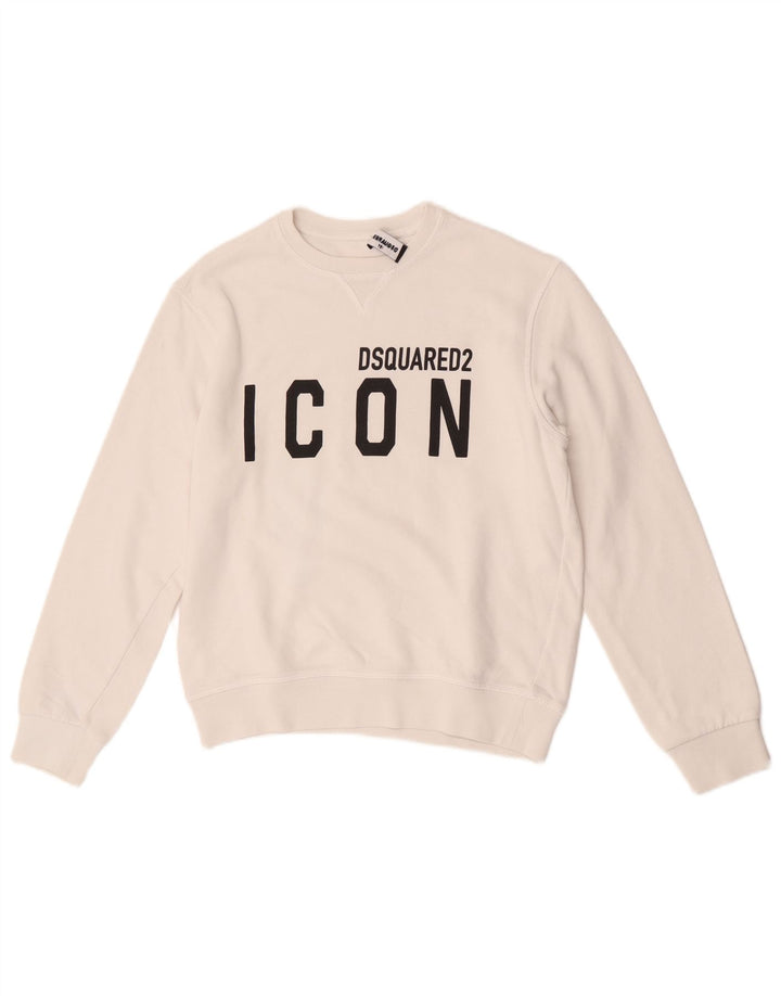 Dsquared2 Girls Graphic Sweatshirt Jumper 11-12 Years White Cotton
