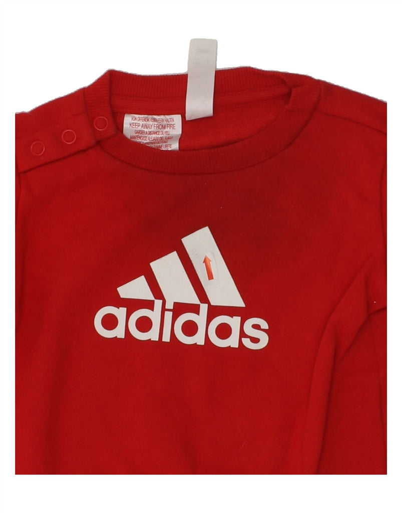 ADIDAS Baby Boys Graphic Sweatshirt Jumper 3-6 Months Red Cotton | Vintage Adidas | Thrift | Second-Hand Adidas | Used Clothing | Messina Hembry 