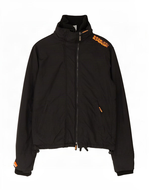 Superdry Mens Graphic Rain Jacket UK 38 Medium Black Nylon