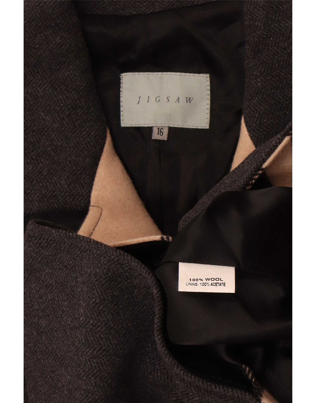 Jigsaw Womens Overcoat UK 16 Large Grey Wool