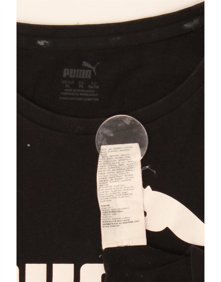 PUMA Mens Graphic T-Shirt Top XL Black Cotton Vintage Puma and Second-Hand Puma from Messina Hembry 