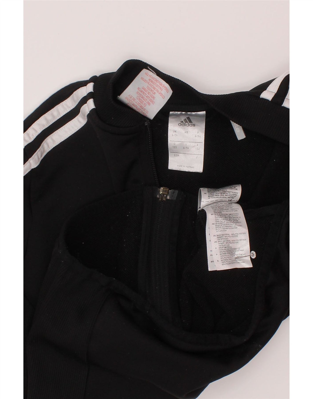 Adidas Boys Climalite Tracksuit Top Jacket 6-7 Years Black Polyester