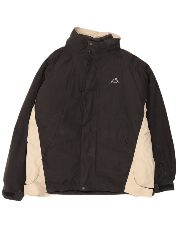 Kappa Mens Windbreaker Jacket UK 44 2XL Black Colourblock Polyamide