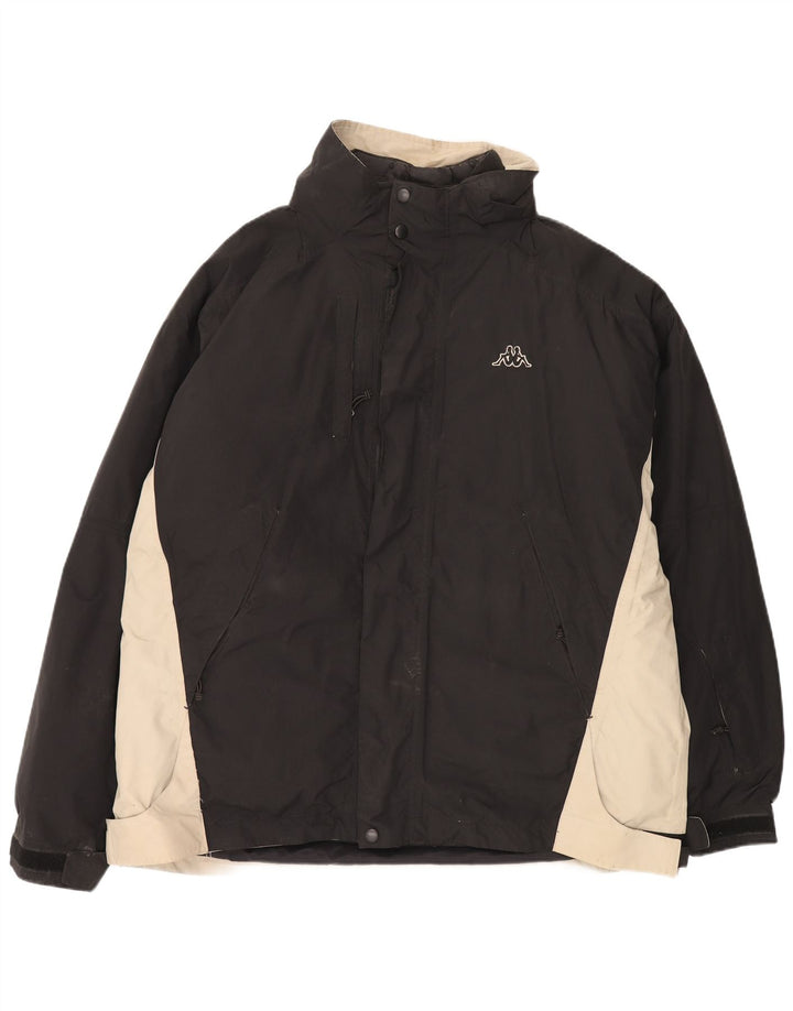Kappa Mens Windbreaker Jacket UK 44 2XL Black Colourblock Polyamide