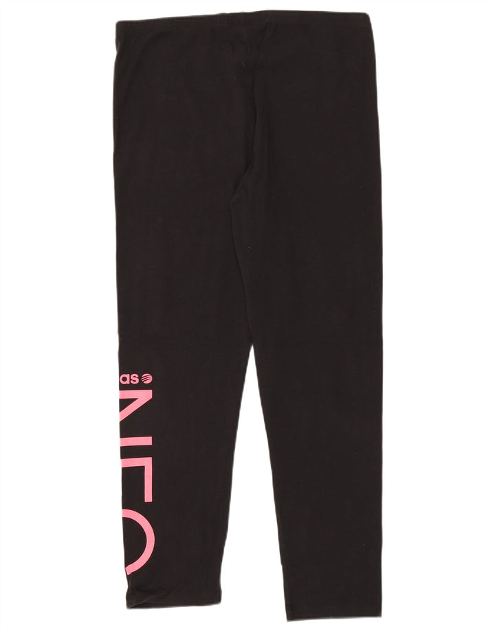 ADIDAS Womens Neo Graphic Leggings UK 16 Large  Black Cotton