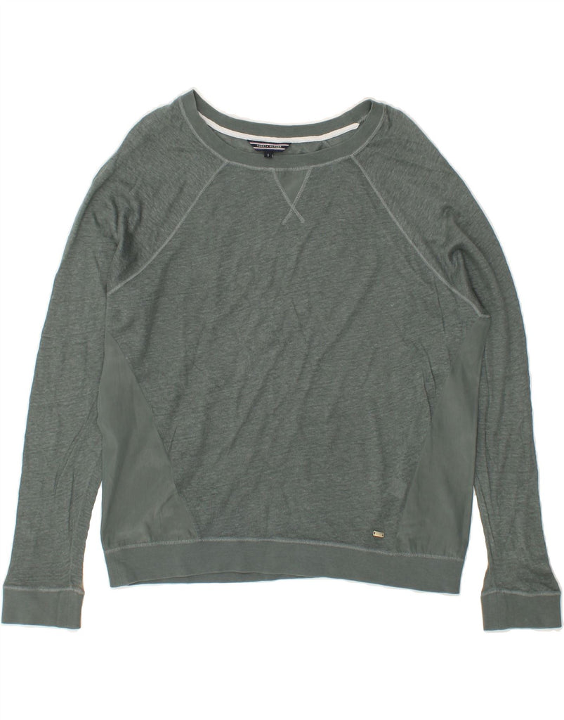 TOMMY HILFIGER Womens Top Long Sleeve UK 10 Small Grey Polyester Vintage Tommy Hilfiger and Second-Hand Tommy Hilfiger from Messina Hembry 