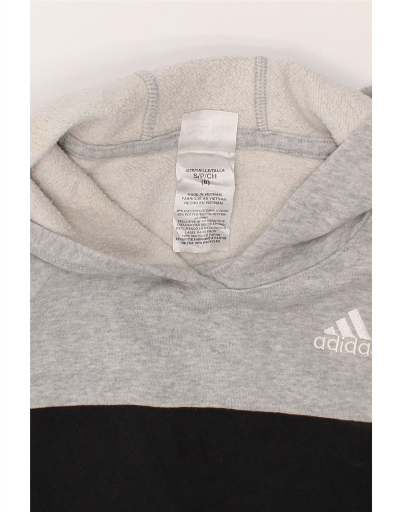 ADIDAS Boys Hoodie Jumper 7-8 Years Small Black Colourblock Cotton Vintage Adidas and Second-Hand Adidas from Messina Hembry 