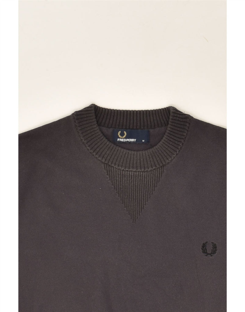 FRED PERRY Mens Crew Neck Jumper Sweater Medium Grey Cotton | Vintage Fred Perry | Thrift | Second-Hand Fred Perry | Used Clothing | Messina Hembry 