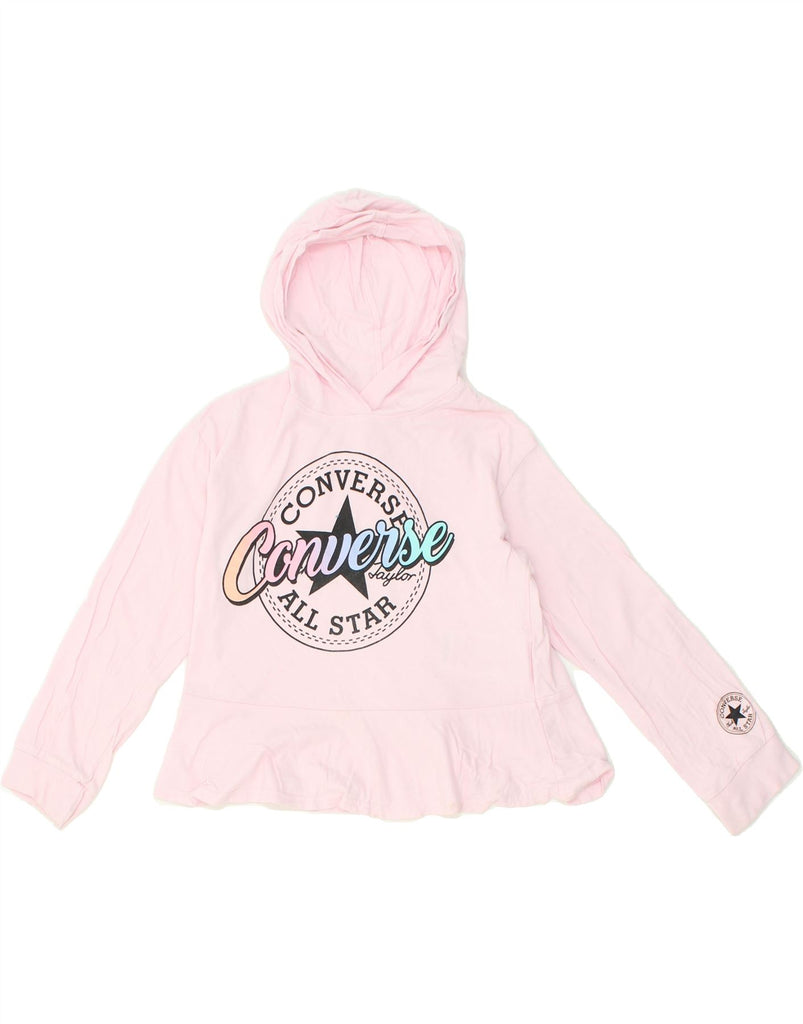 CONVERSE Girls Graphic Hoodie Jumper 8-9 Years Small Pink Cotton | Vintage Converse | Thrift | Second-Hand Converse | Used Clothing | Messina Hembry 