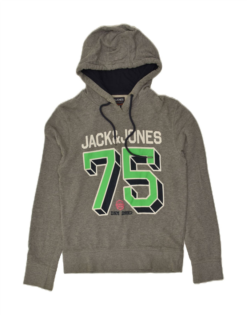 JACK & JONES Mens Graphic Hoodie Jumper Small Grey Cotton | Vintage Jack & Jones | Thrift | Second-Hand Jack & Jones | Used Clothing | Messina Hembry 