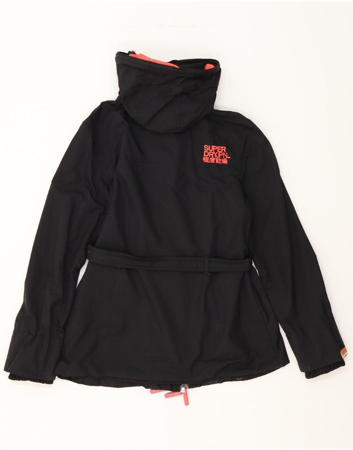 SUPERDRY Womens The Windmac Hooded Windbreaker Jacket UK 14 Medium Black Vintage Superdry and Second-Hand Superdry from Messina Hembry 