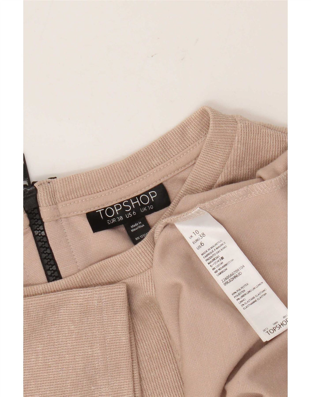 Topshop Womens Crop T-Shirt Top UK 10 Small  Beige Polyester